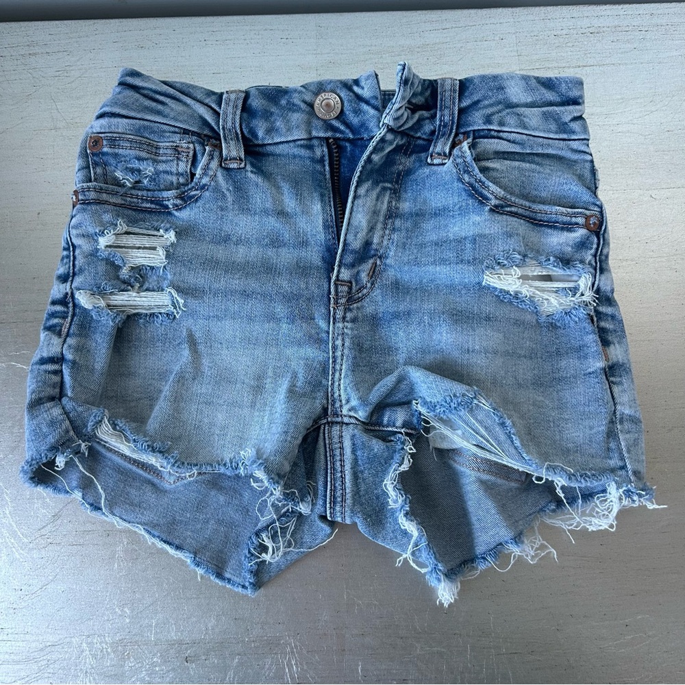 American Eagle Outfitters Light Blue Distressed Jean Shorts
